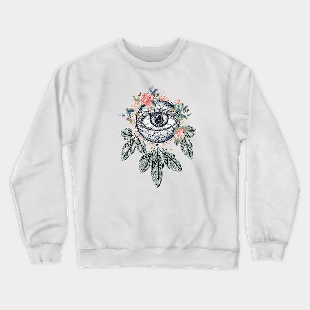 Eye Flowers Design, Dreamcatcher, Beautiful Flowers Crewneck Sweatshirt by Utopia Shop